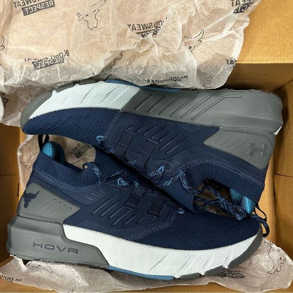 NWT Under Armour Men's Project Rock 3 Training Shoe in Navy/Grey Size 13 - Picture 9 of 9